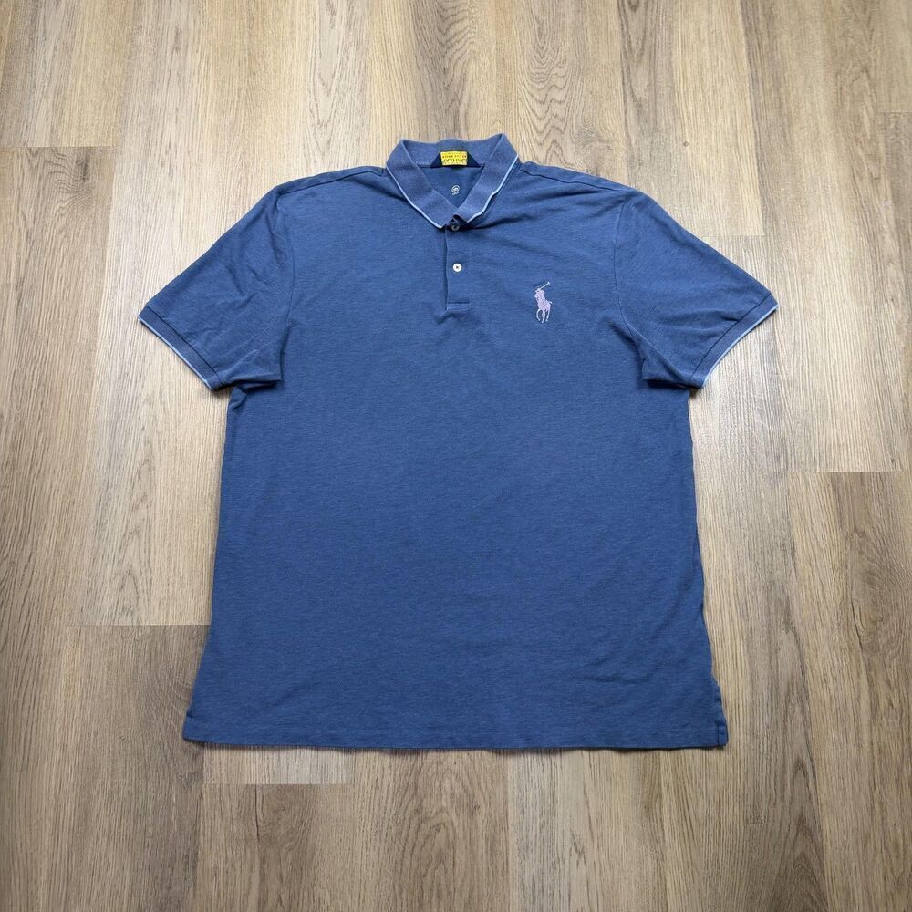 Polo Ralph Lauren Polo Golf Shirt Mens 2XL Blue Short Sleeve Pro Fit Pony Logo